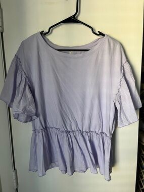 Anthropologie Lavender Peplum Short Sleeve Top - Women's
